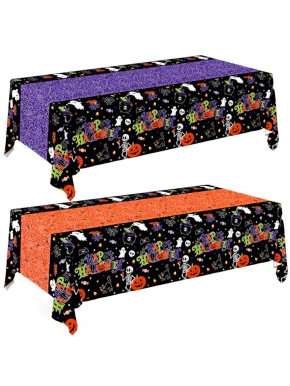 2 Pack Halloween Tablecloth, 54 x 108 Inch Disposable Plastic Table Cover,